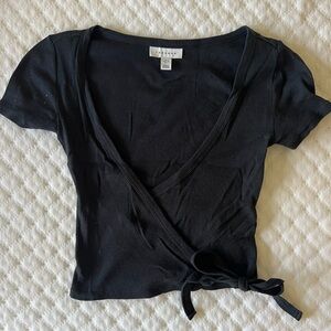 Topshop wrap crown top in black